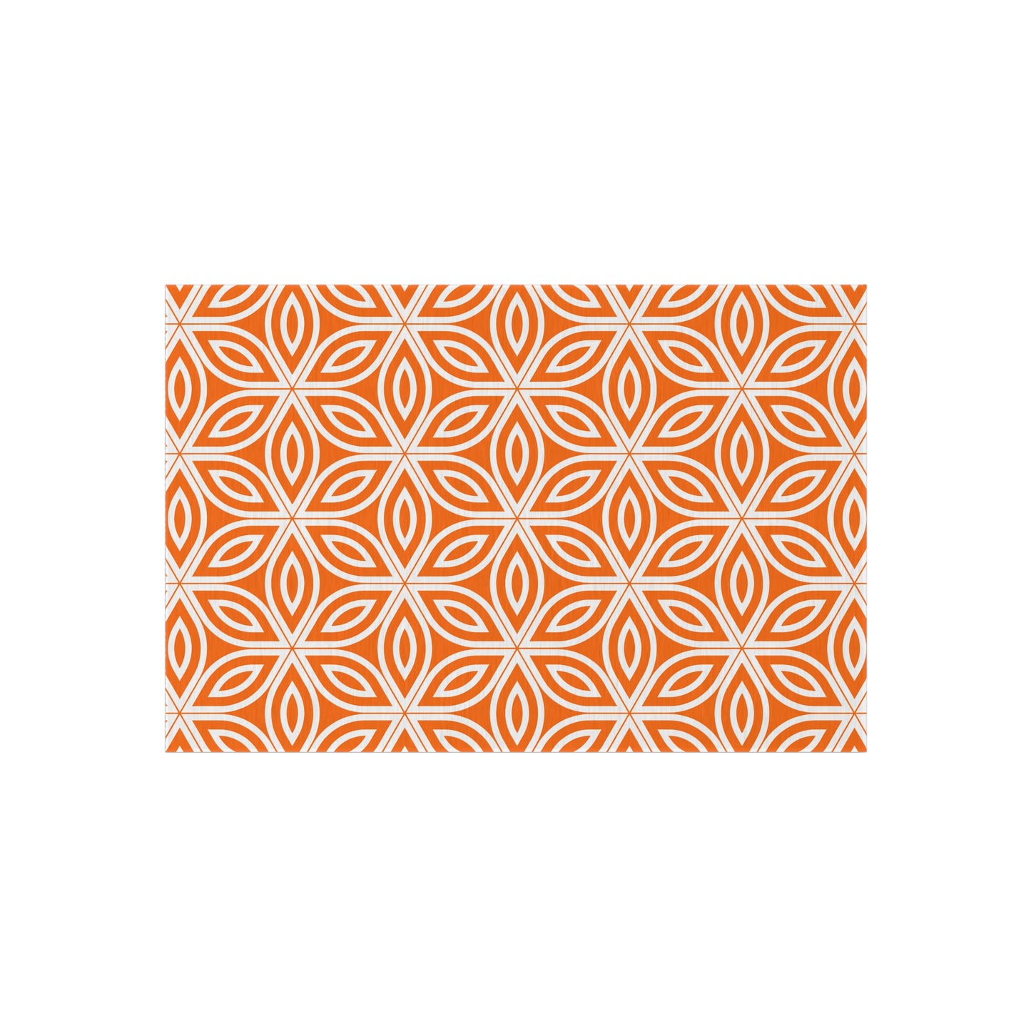 Geometric Floral Tile Outdoor/Indoor Rug | Orange Patterned Patio Mat