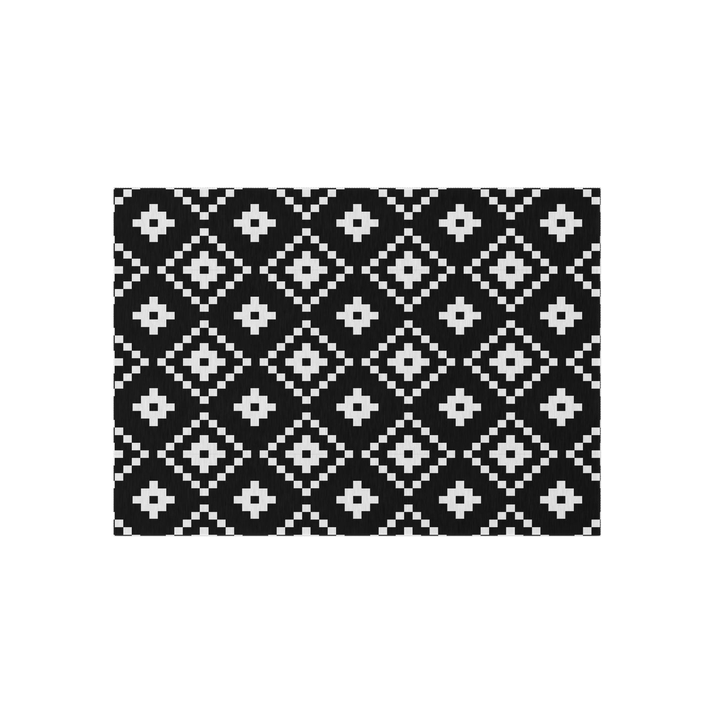 Black White Aztec Diamond Outdoor/Indoor Rug | Geometric Patio Mat