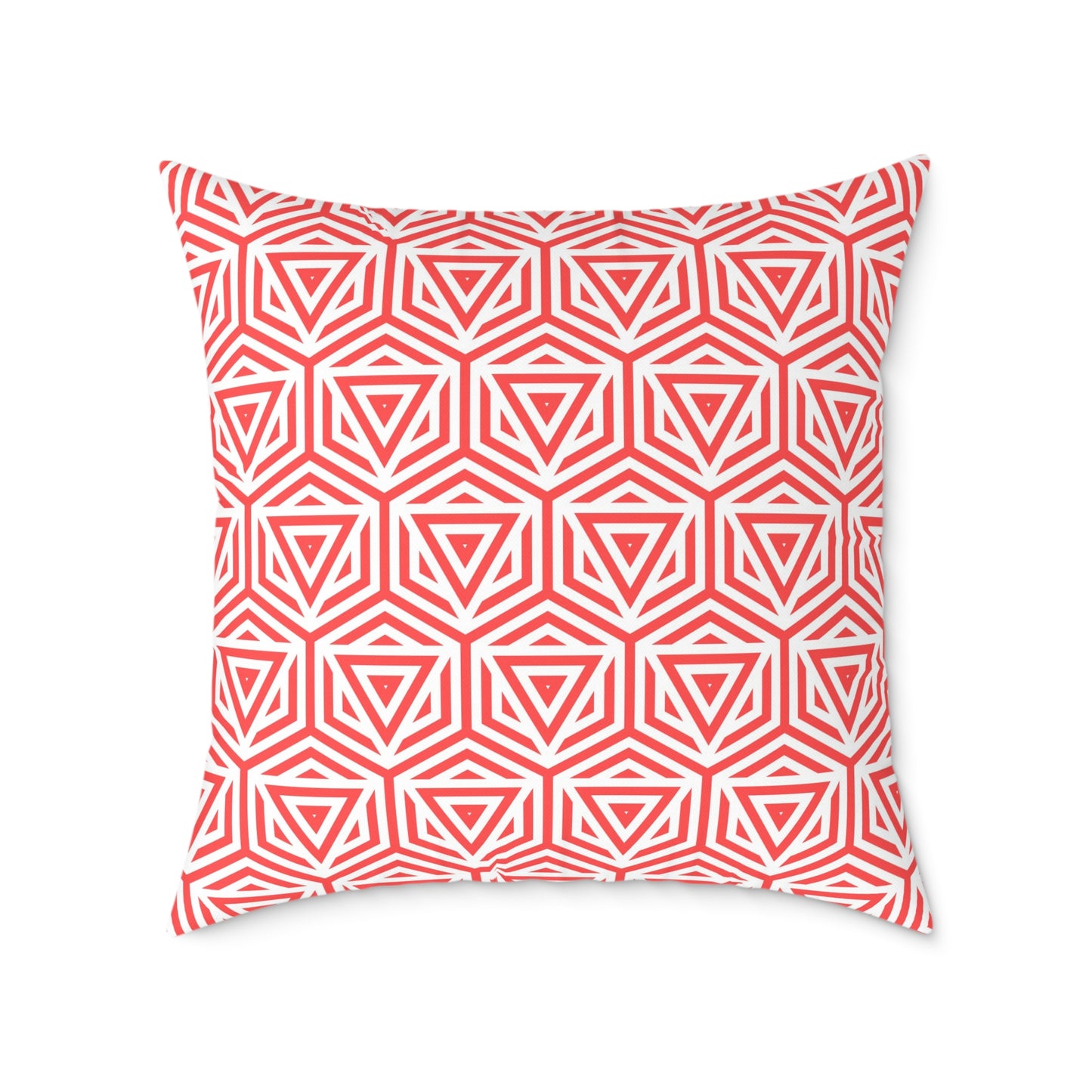 Geometric Coral Tile Pattern Pillow Square Throw Pillow Modern Home Decor