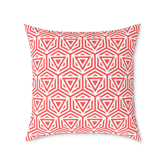 Geometric Coral Tile Pattern Pillow Square Throw Pillow Modern Home Decor