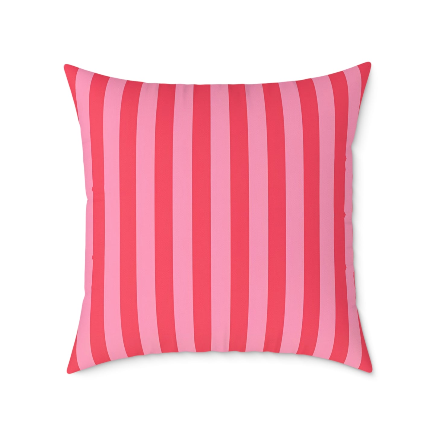 Light Pink Watermelon Pink Striped Throw Pillow | Square Poly Canvas Cushion