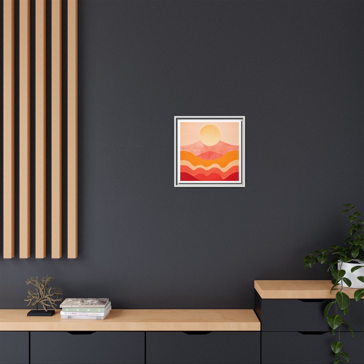 Sunset Mountain Matte Canvas Art Print, Framed Wall Decor, Boho Home Decoration, Gift for Nature Lovers, Colorful Landscape - LOLA VEGAS ART