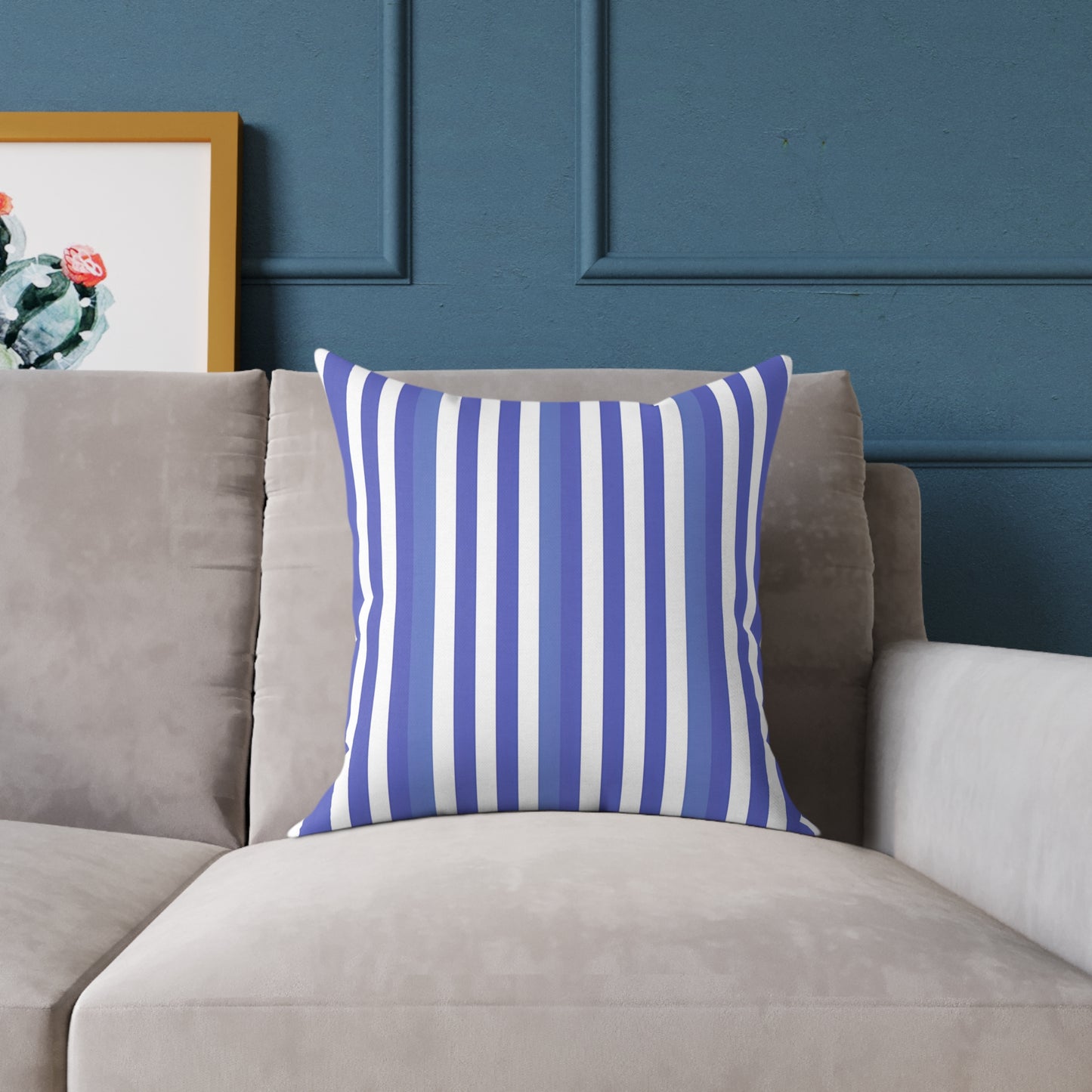 Periwinkle Purple White Vertical Stripe Pillow | Coastal Nautical Cushion Cover