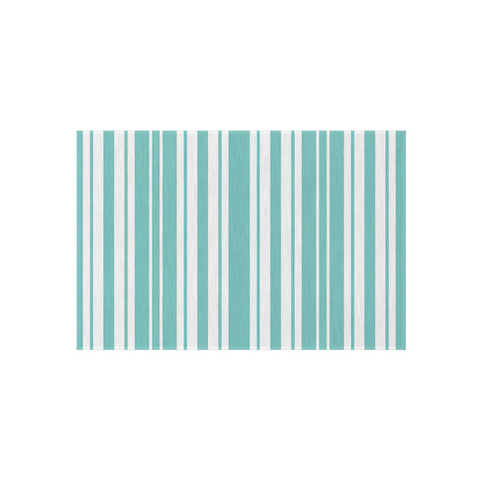 Aqua Stripe Outdoor/Indoor Rug | Teal Blue Striped Patio Mat