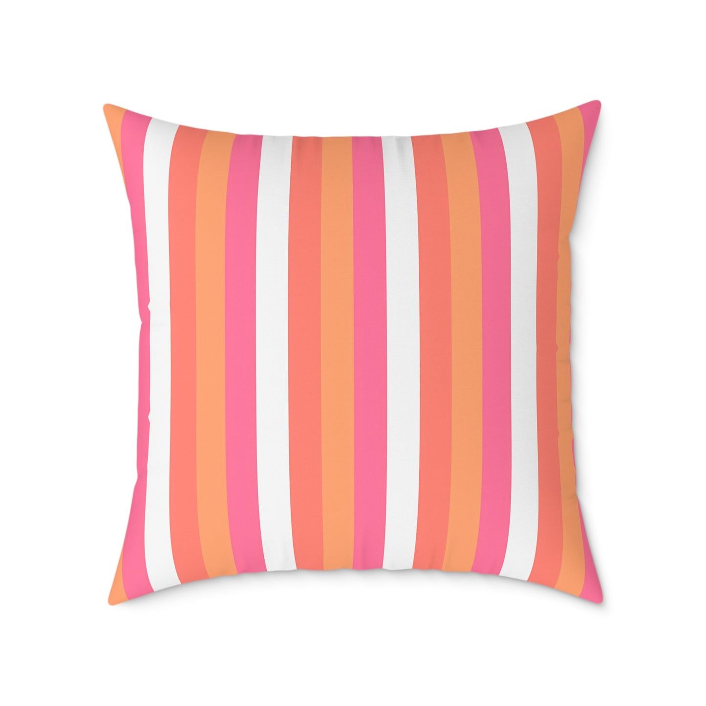 Pink Orange Stripe Square Pillow | Colorful Striped Throw Pillow