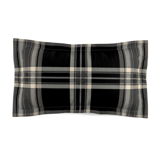 Black Gray Plaid Pillow Sham | Microfiber Pillow Sham
