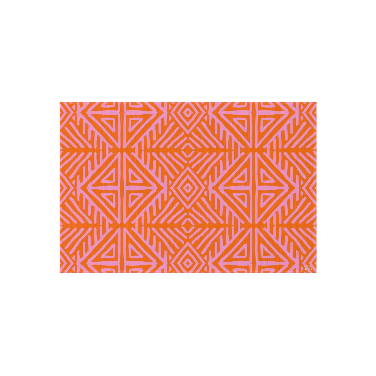 Orange and Pink Geometric Tribal Pattern Outdoor Rug | Water-Resistant Patio Mat