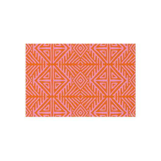 Orange and Pink Geometric Tribal Pattern Outdoor Rug | Water-Resistant Patio Mat