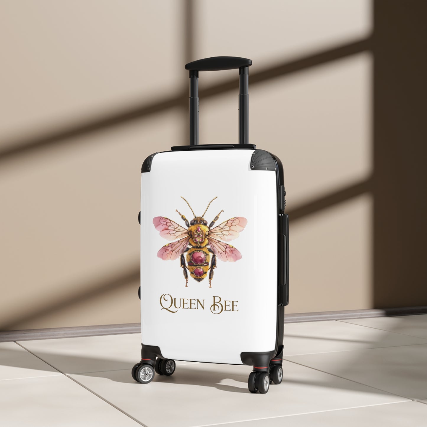 Queen Bee watercolor bee suitcase | luggage with floral bee artwork