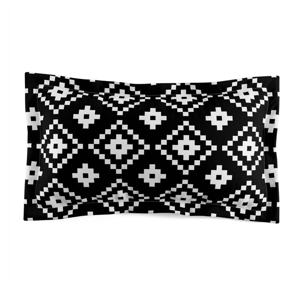 Black and White Aztec Geometric Microfiber Pillow Sham | Tribal Diamond Pattern