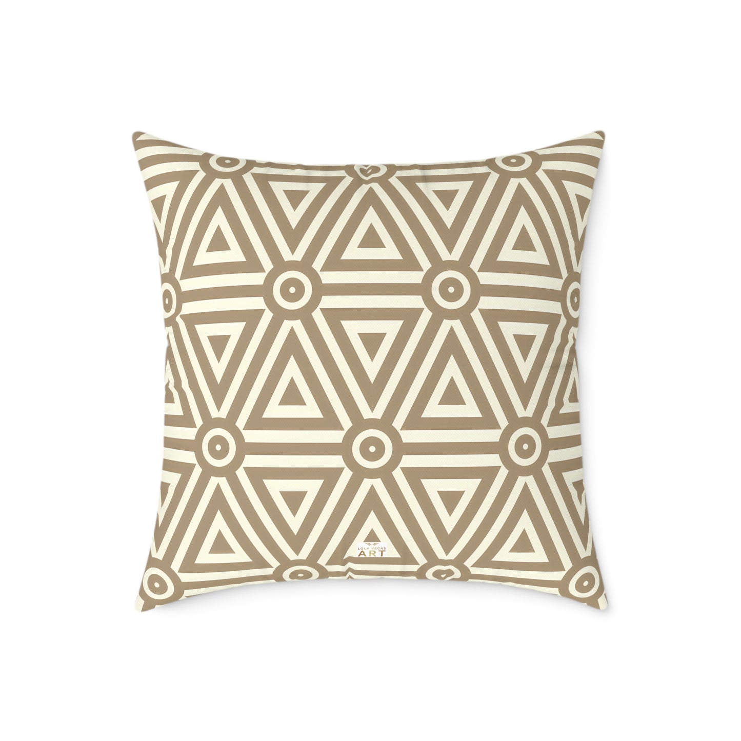 Geometric Triangle Pattern Square Pillow | Neutral Beige Canvas Pillow, Cozy Home Decor, Modern Throw Pillow, Boho Style, Gifts for Her