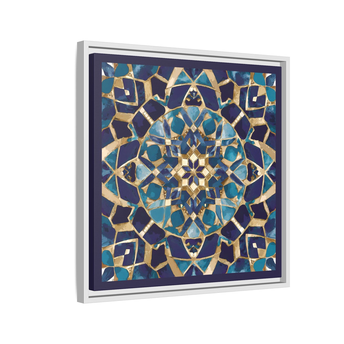 Framed Blue Moroccan Mosaic Wall Art — Matte Canvas Print