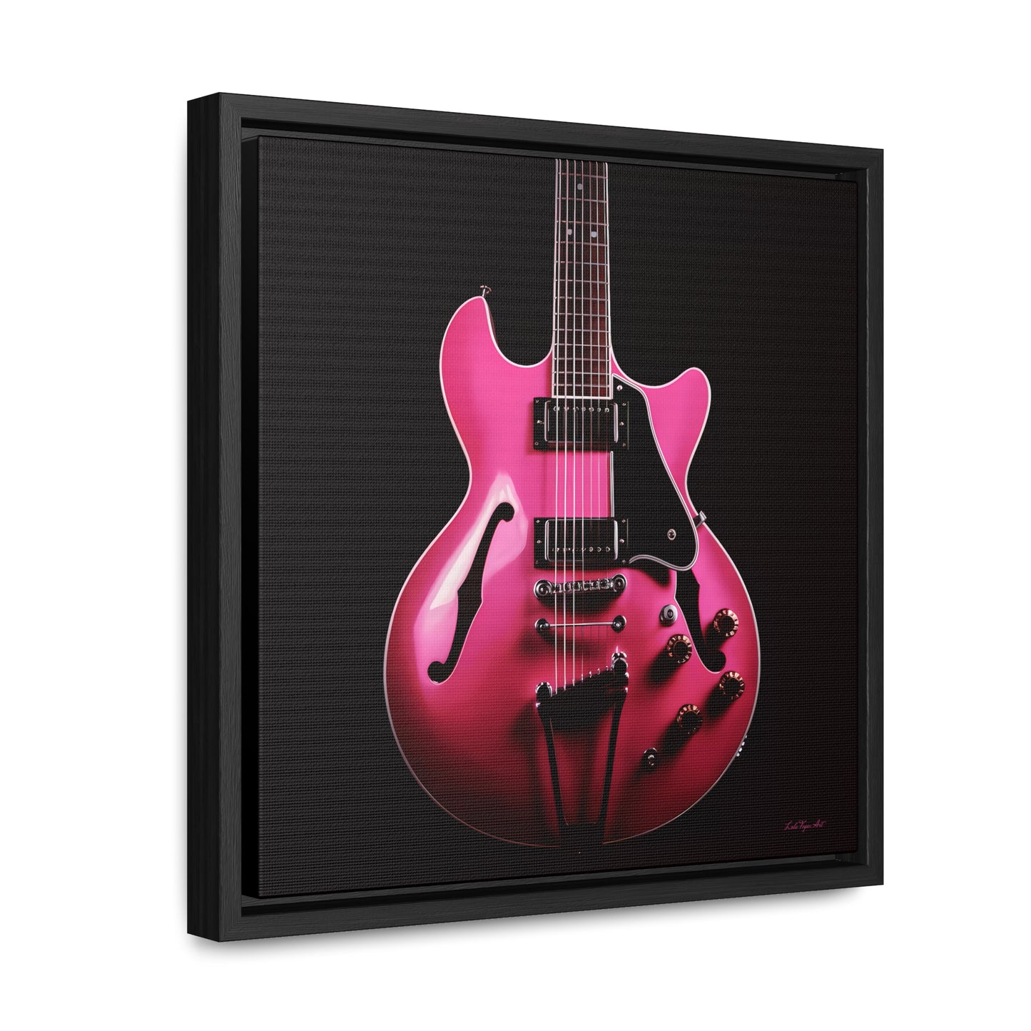 Square Frame Canvas Wall Art, Fine Art Hot Pink Electric Guitar Photography for Guitar Lovers - Hip & Dramatic Decor, Gallery Frames, Music