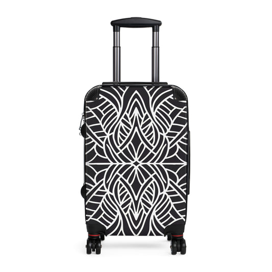 Suitcase, Abstract Symmetrical Design Luggage, Unique Travel Accessory, Black and White Suitcase, Travel Gift, Stylish Suitcase