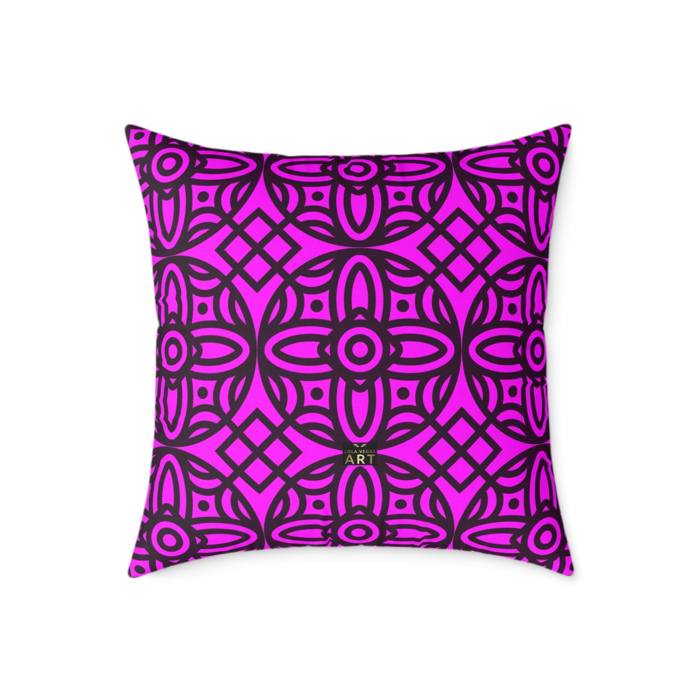 Geometric Floral Pattern Pillow | Pink-Magenta Canvas Pillow,  Decorative Home Accent, Boho Chic Throw Pillow, Gift for Home Decor