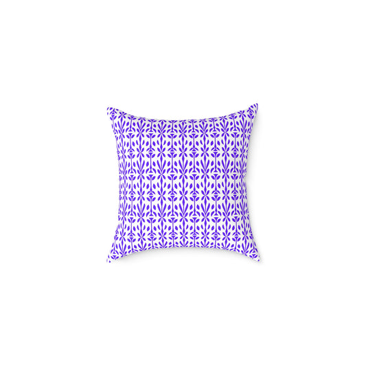 Purple Floral Tile Pattern Pillow | Geometric Boho Throw Pillow, Gift for Her, Decorative Throw Cushion, Boho Decor, Living Room Accent