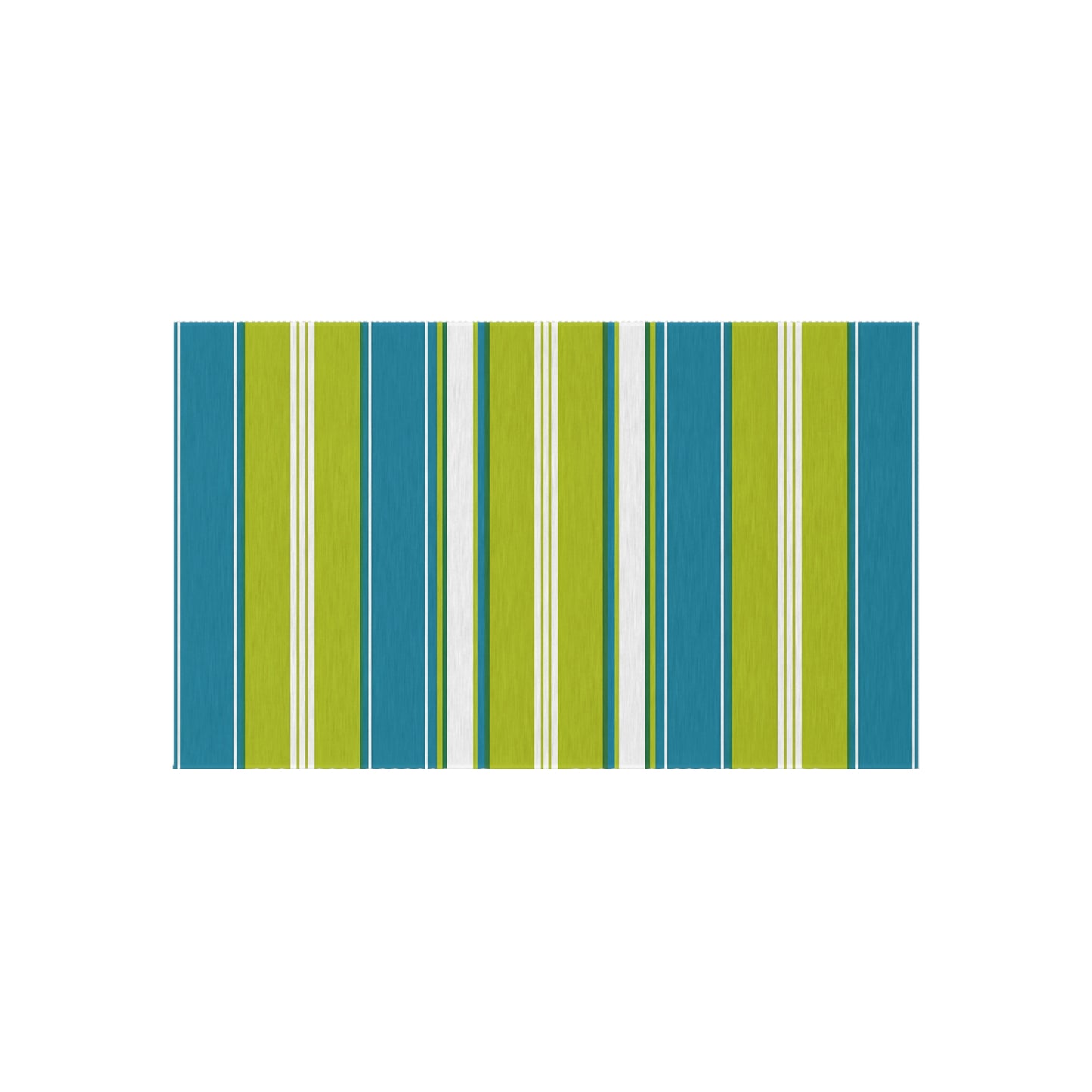 Blue Green White Stripe Outdoor/Indoor Rug | Patio Mat, Weather-Resistant