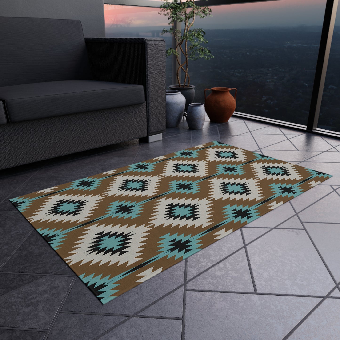 Stylish Outdoor Rug, Bohemian Patio Decor, Indoor/Outdoor Mat, Camping Area Rug, Durable Entryway Carpet, Personalized Outdoor Accent - LOLA VEGAS ART
