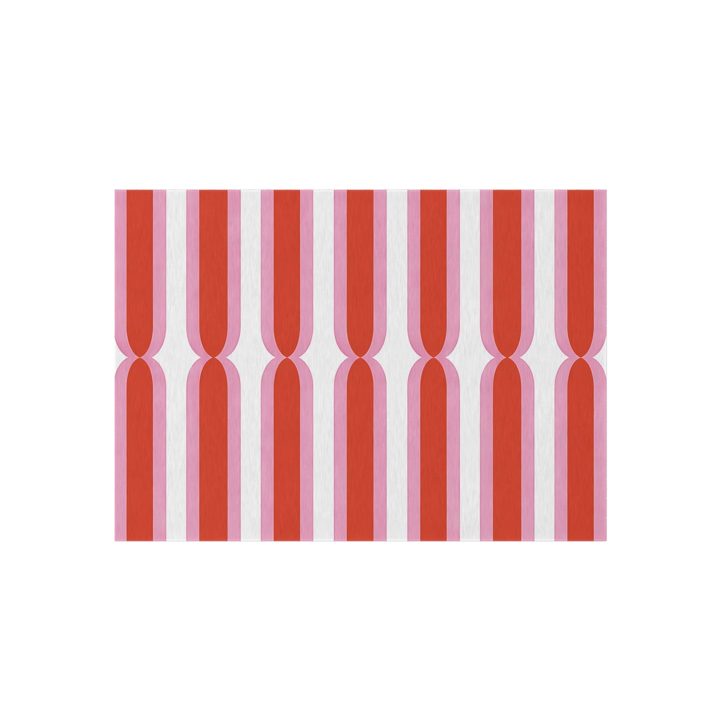Retro Pink Orange White Stripe Outdoor/Indoor Rug | Geometric Patio Mat