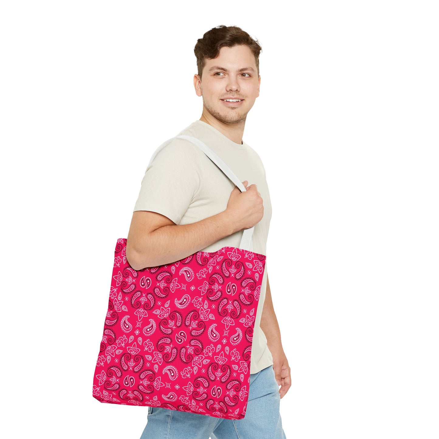 Rose-Red Paisley Pattern Tote Bag | All-Over Print