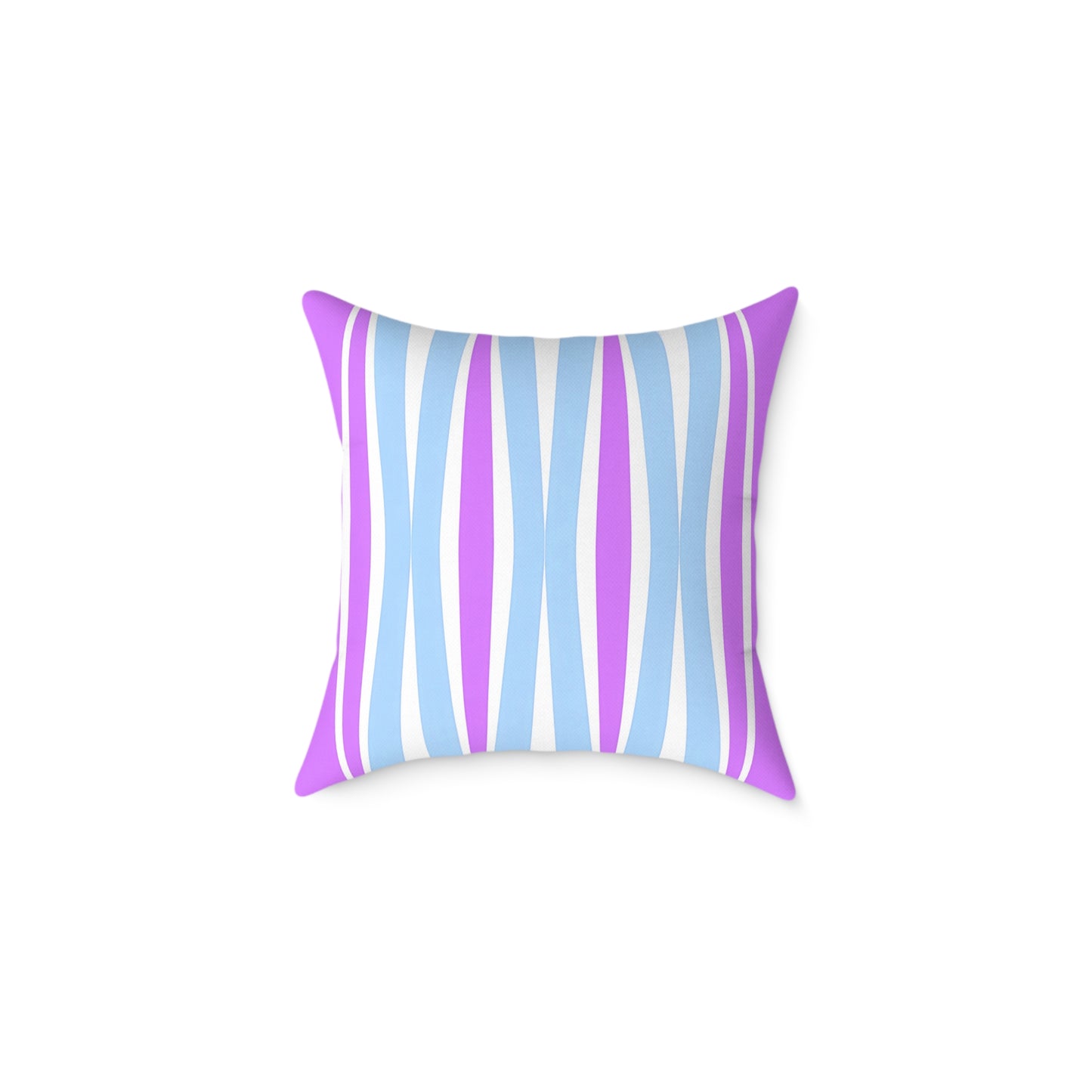 Pastel Wave Stripe Square Pillow | Blue Magenta Mid-Century Modern