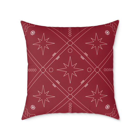 Starburst Geometric Pattern Pillow | Square Poly Canvas Christmas Holiday Pillow