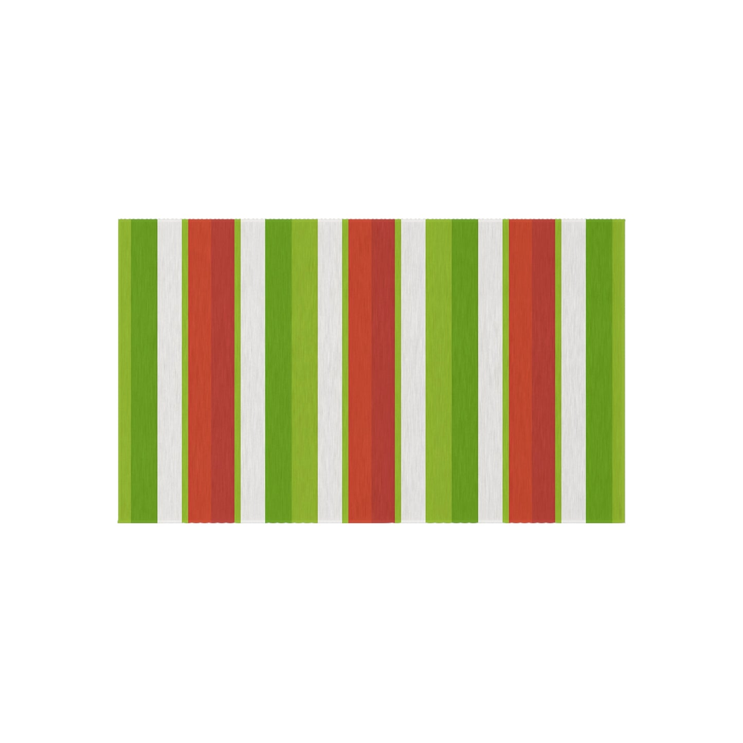 Green Orange Red White Stripe Outdoor/Indoor Rug | Patio Mat, Weatherproof Porch Rug