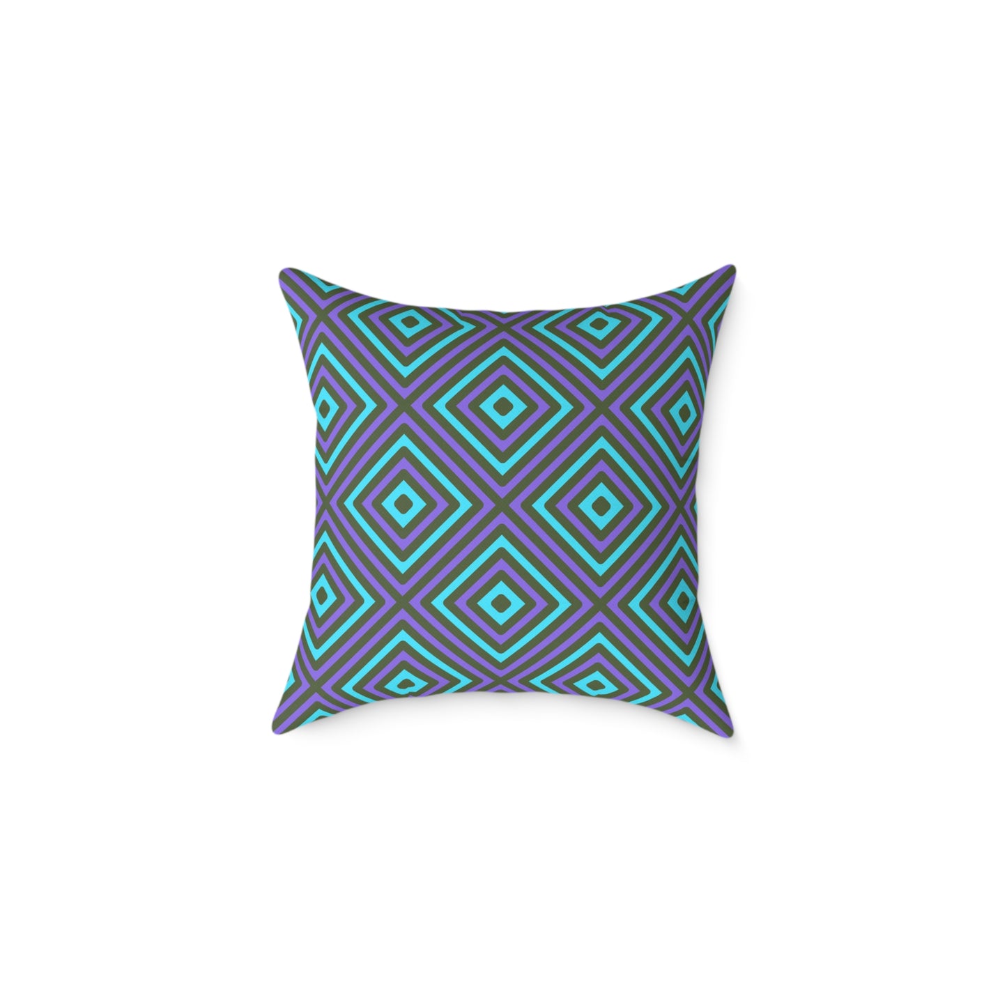 Teal & Purple Geometric Diamond Pattern Square Pillow | Modern Throw Pillow, Cozy Living Room, Stylish Bedroom Accent, Unique Gift Ideas