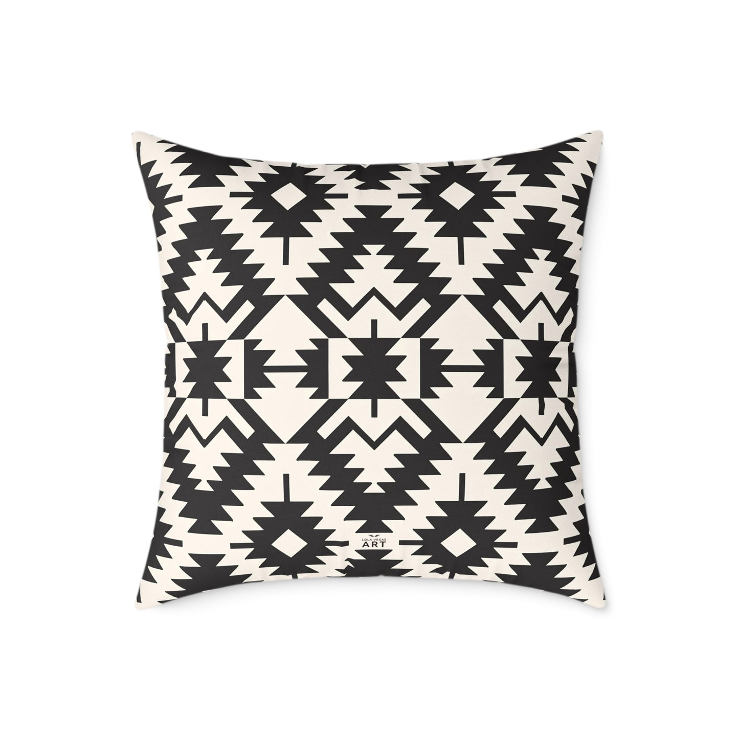 Black and White Aztec Geometric Square Pillow | Tribal Pattern Throw Pillow