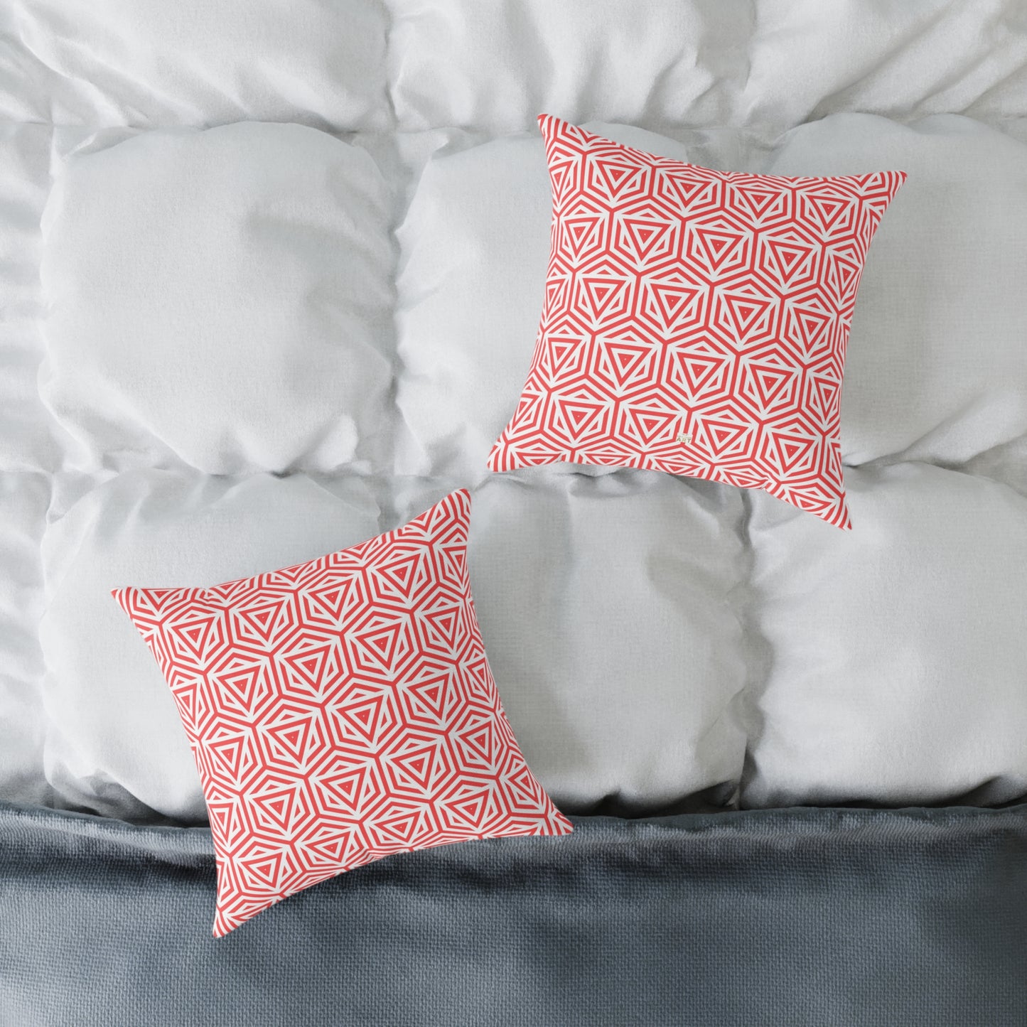 Geometric Coral Tile Pattern Pillow Square Throw Pillow Modern Home Decor