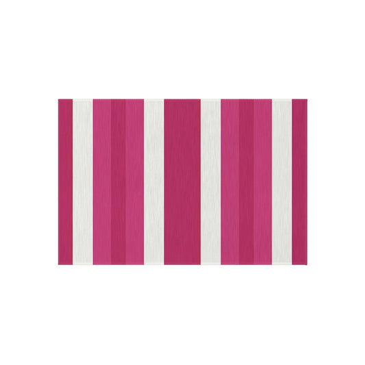 Pink and White Striped Outdoor/Indoor Rug | Patio Mat, Sunroom Deck