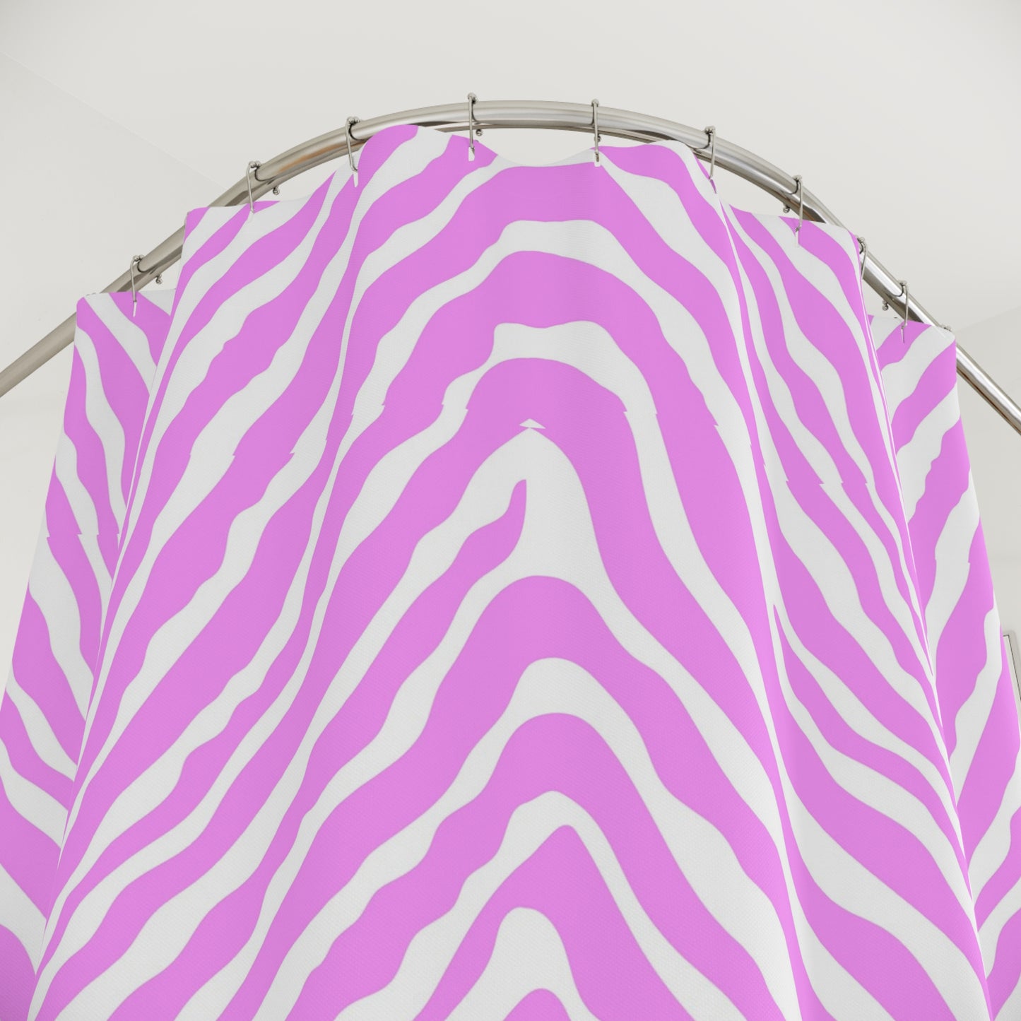 Pink Zebra Stripe Shower Curtain | Animal Print Bath Decor Boho Bathroom Accessory