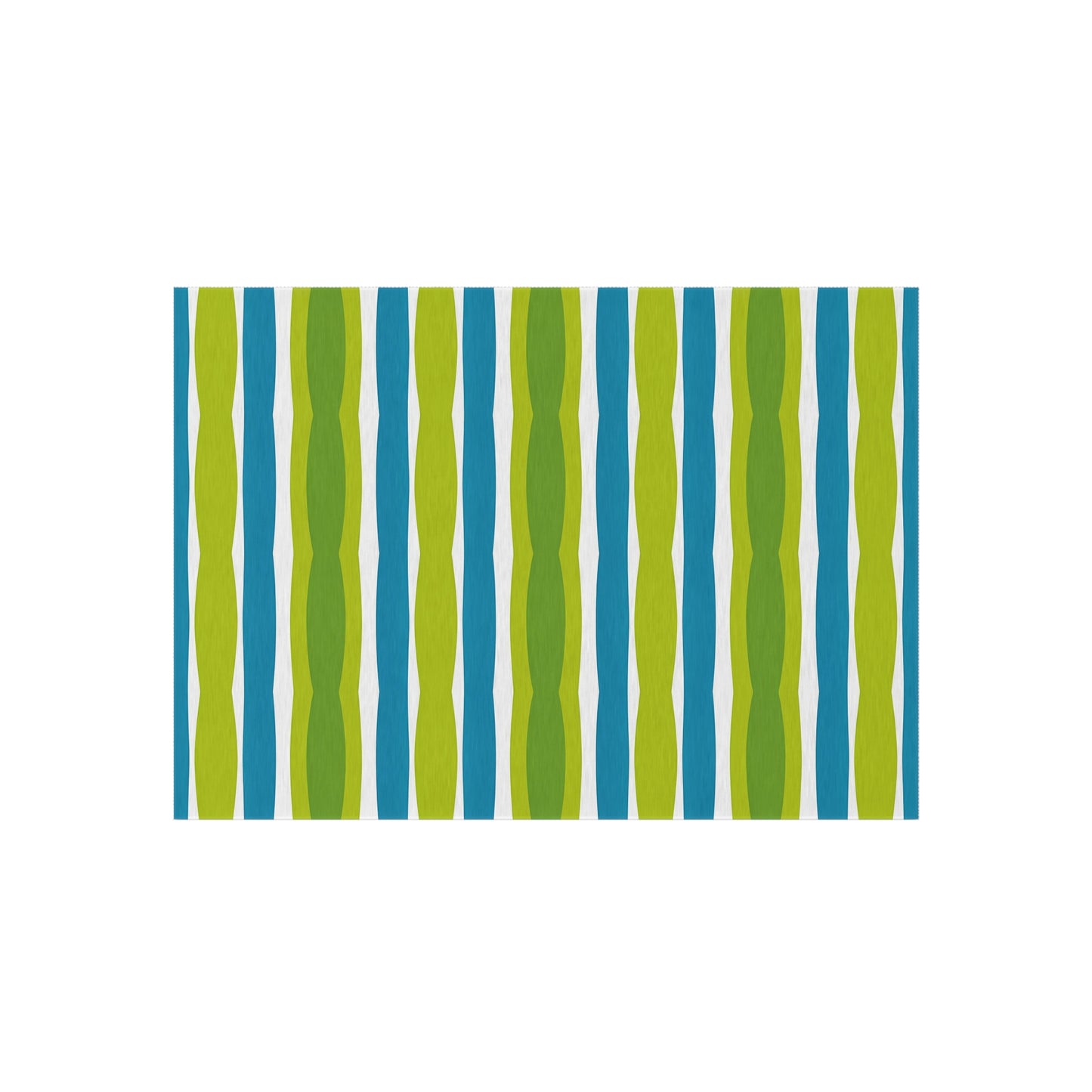 Blue Green Wave Stripe Outdoor/Indoor Rug | Patio Mat, Weatherproof Floor Covering