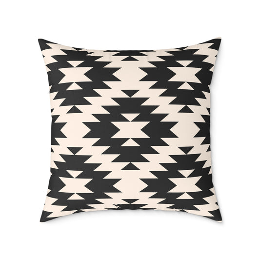 Southwestern Aztec Pattern Pillow | Black and Cream Geometric Throw