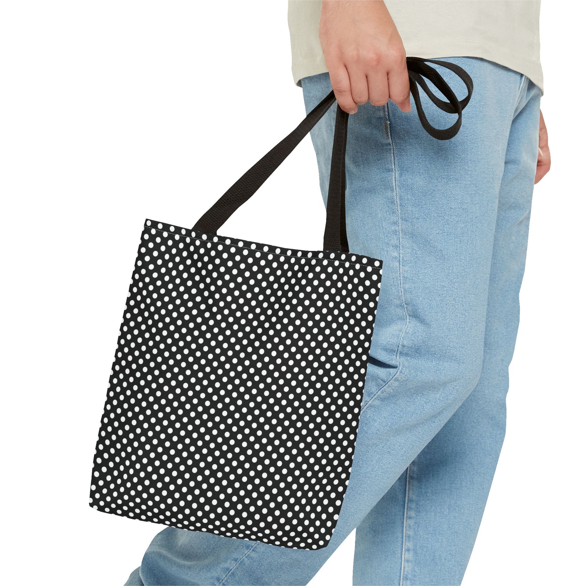 Classic Black and White Polka Dot Tote Bag - Versatile Canvas Bag for Shopping, Beach, Gym, Travel, Everyday Use, Eco-Friendly Bag - LOLA VEGAS ART