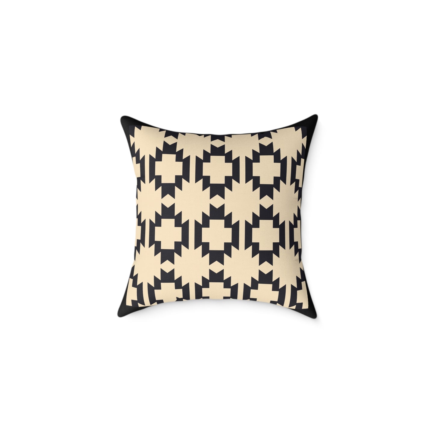 Geometric Aztec Pattern Square Pillow | Neutral Black Cream Throw Pillow