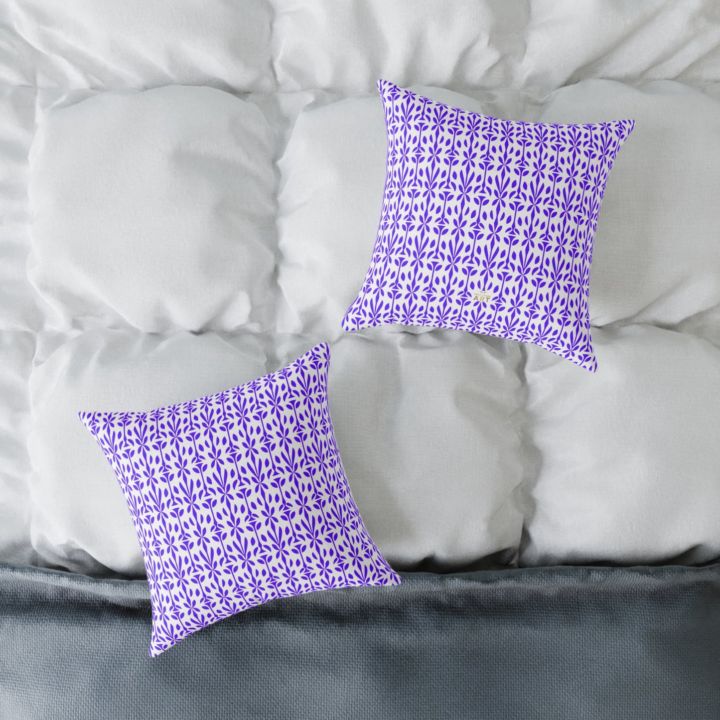 Purple Floral Tile Pattern Pillow | Geometric Boho Throw Pillow, Gift for Her, Decorative Throw Cushion, Boho Decor, Living Room Accent