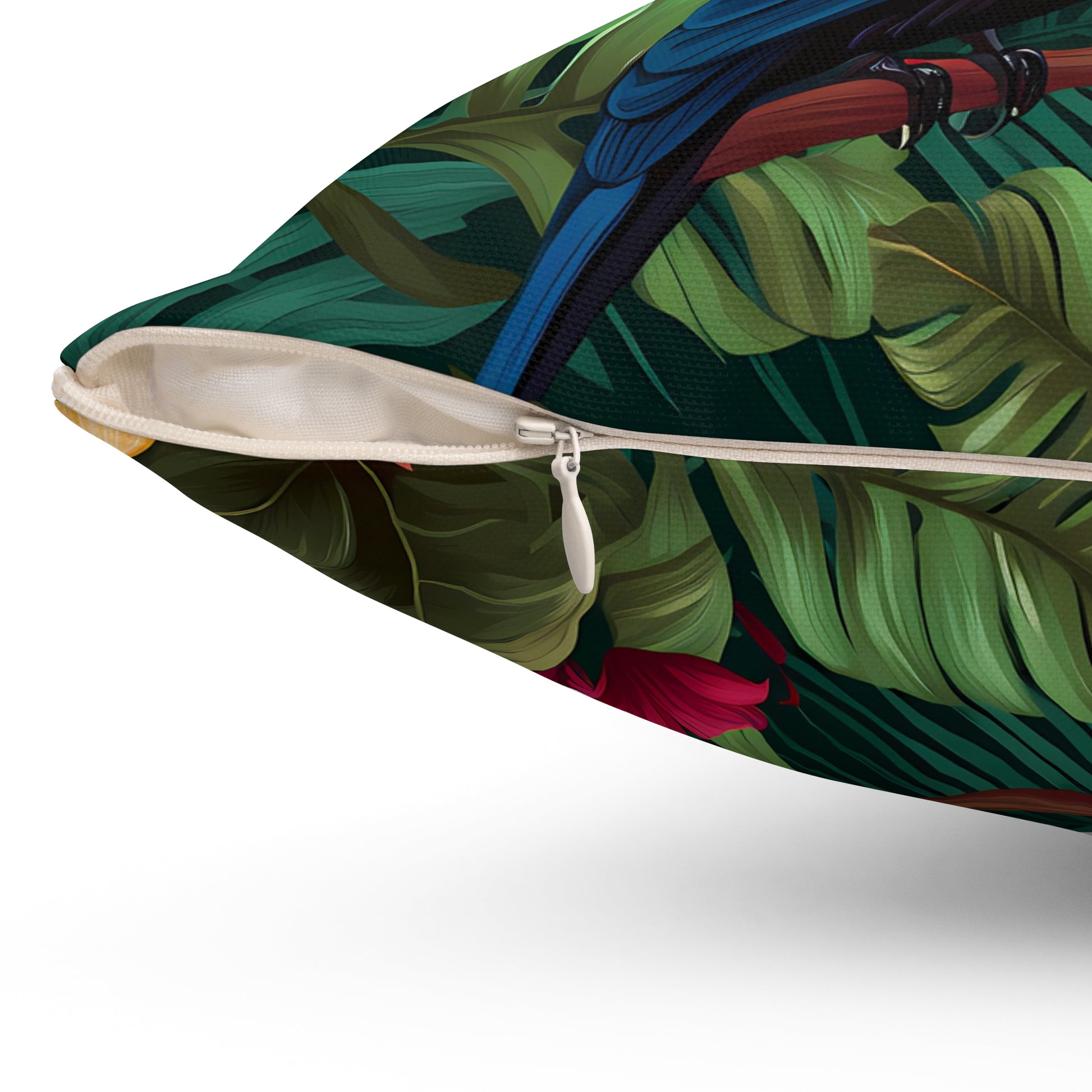 Tropical Toucan Pillow, Colorful Home Decor, Jungle Pillow, Indoor Cushion, Nature-Inspired Gift, Tropical Vibe Decor, Floral Design - LOLA VEGAS ART