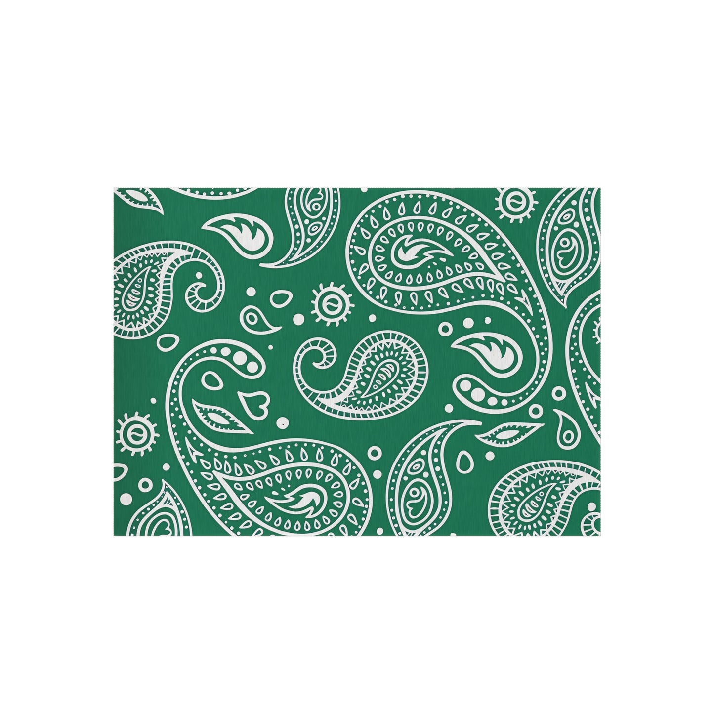 Green Paisley Pattern Outdoor/Indoor Rug | Waterproof Patio Mat