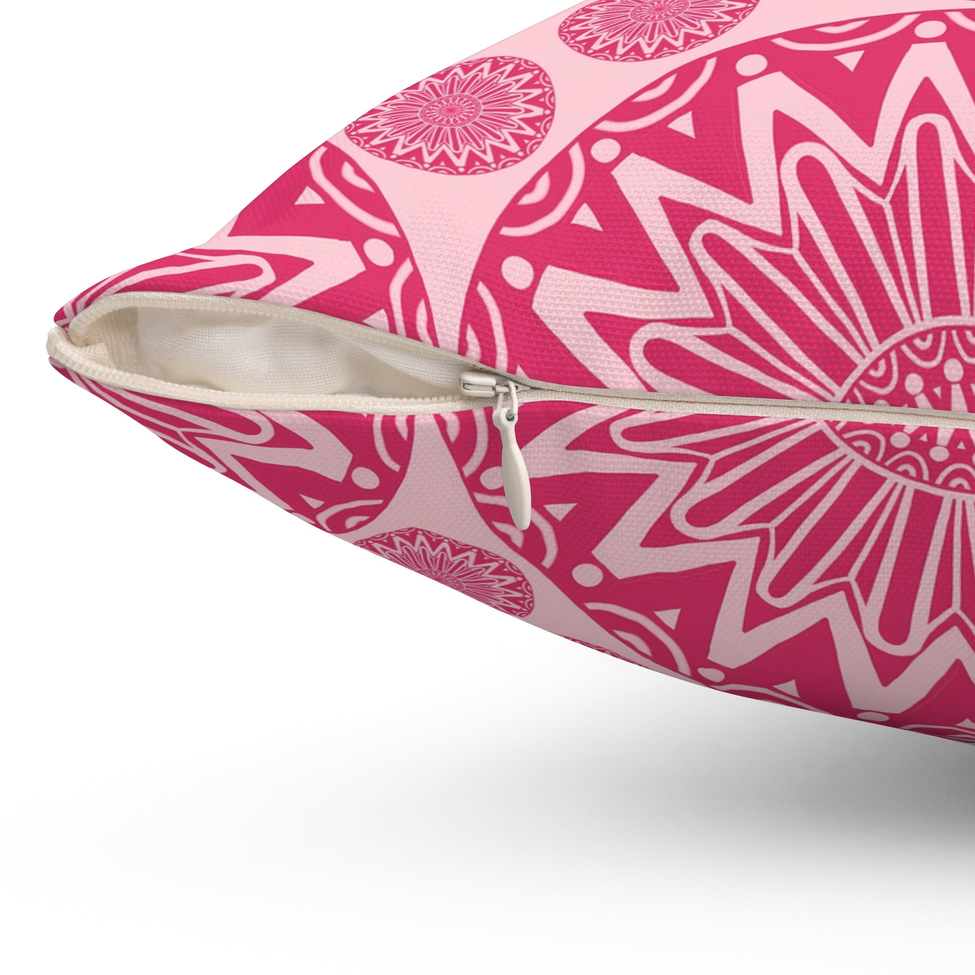 Vibrant Pink Mandala Pillow, Boho Decor Cushion, Home Throw Pillow, Gift for Her, Living Room Accent - LOLA VEGAS ART