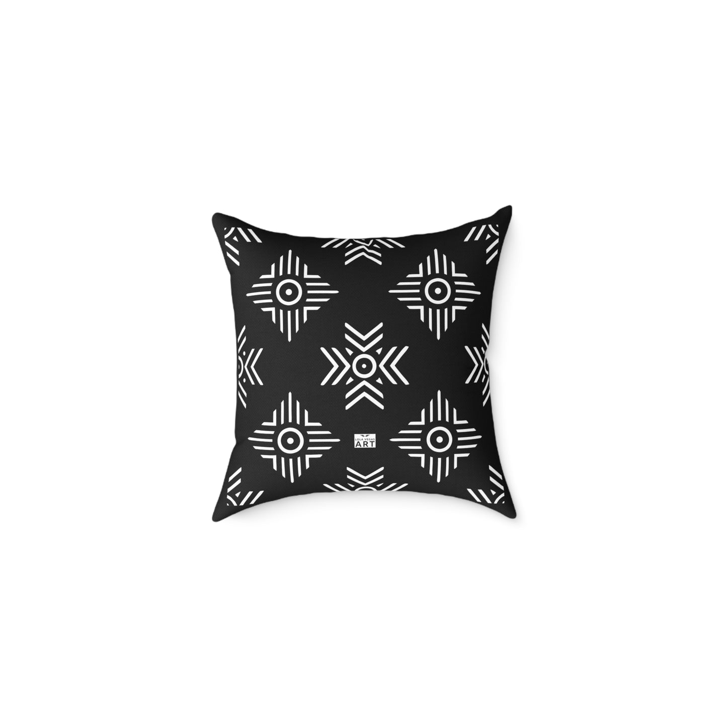 Geometric Black White Tribal Pattern Square Pillow | Poly Canvas Cushion