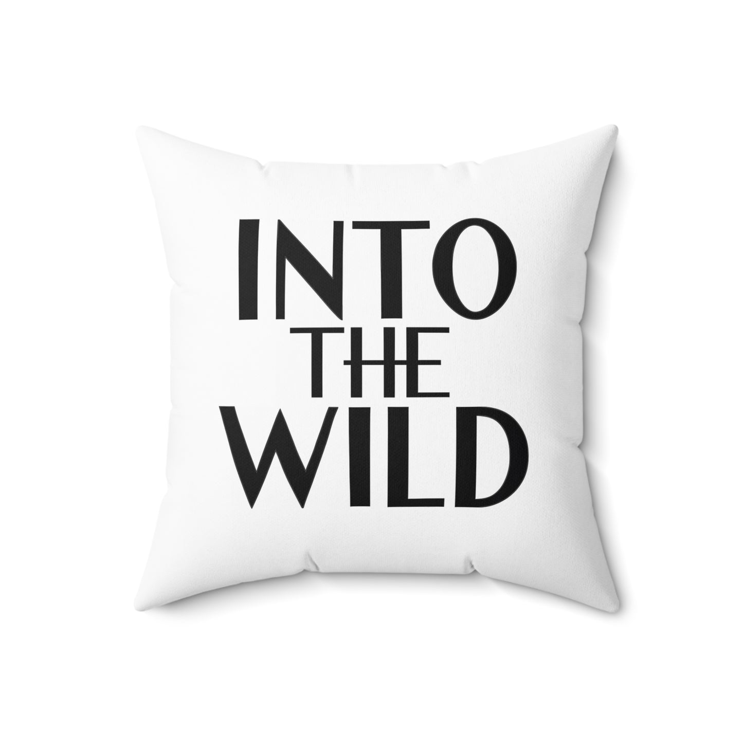 Typography Square Pillow, Unique Home Decor, INTO THE WILD Design, Decorative Cushion, Living Room Accent, Gift for Nature Lover, Spun