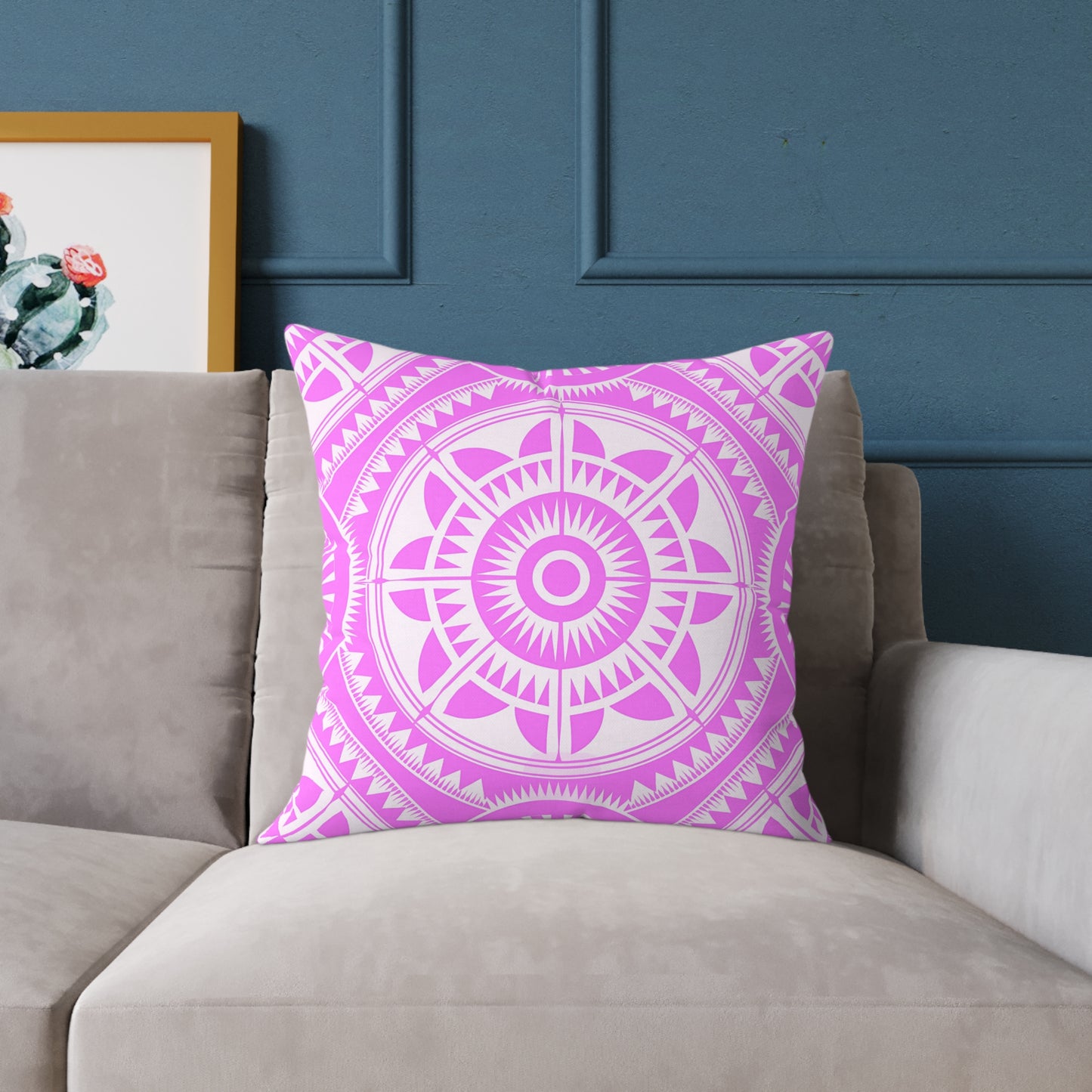 Bohemian Decorative Pink White Pillow, Cozy Home Accent, Mandala Throw Cushion, Gift for Her, Boho Chic Interior