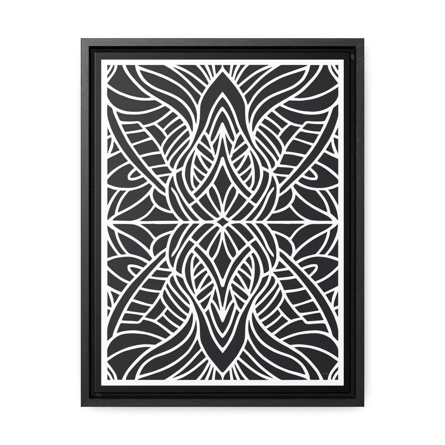 Canvas Wall Art, Black and White Tribal Design Vertical Frame - Ethnic and Dramatic, Gallery Prints, Wall Decor, Home Decoration, Living