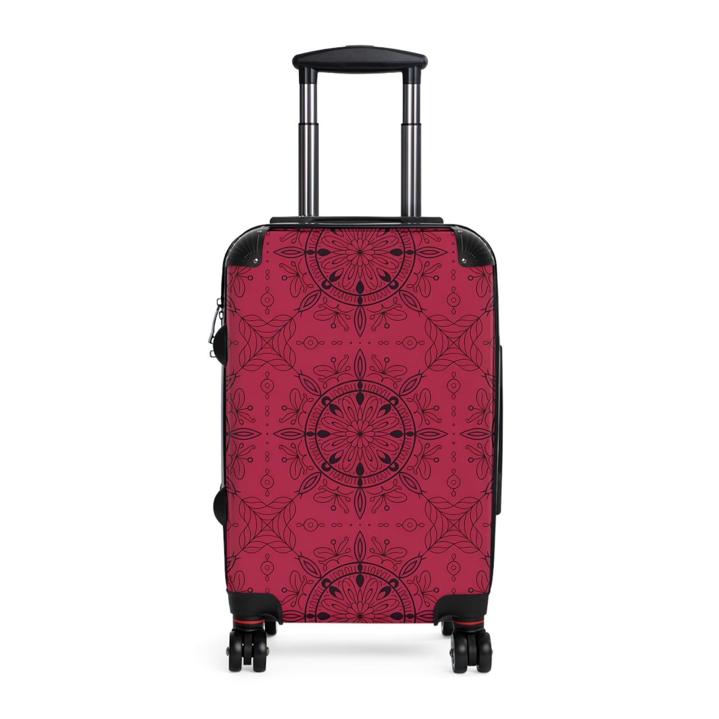 Burgundy Mandala Pattern Suitcase | Floral Travel Luggage