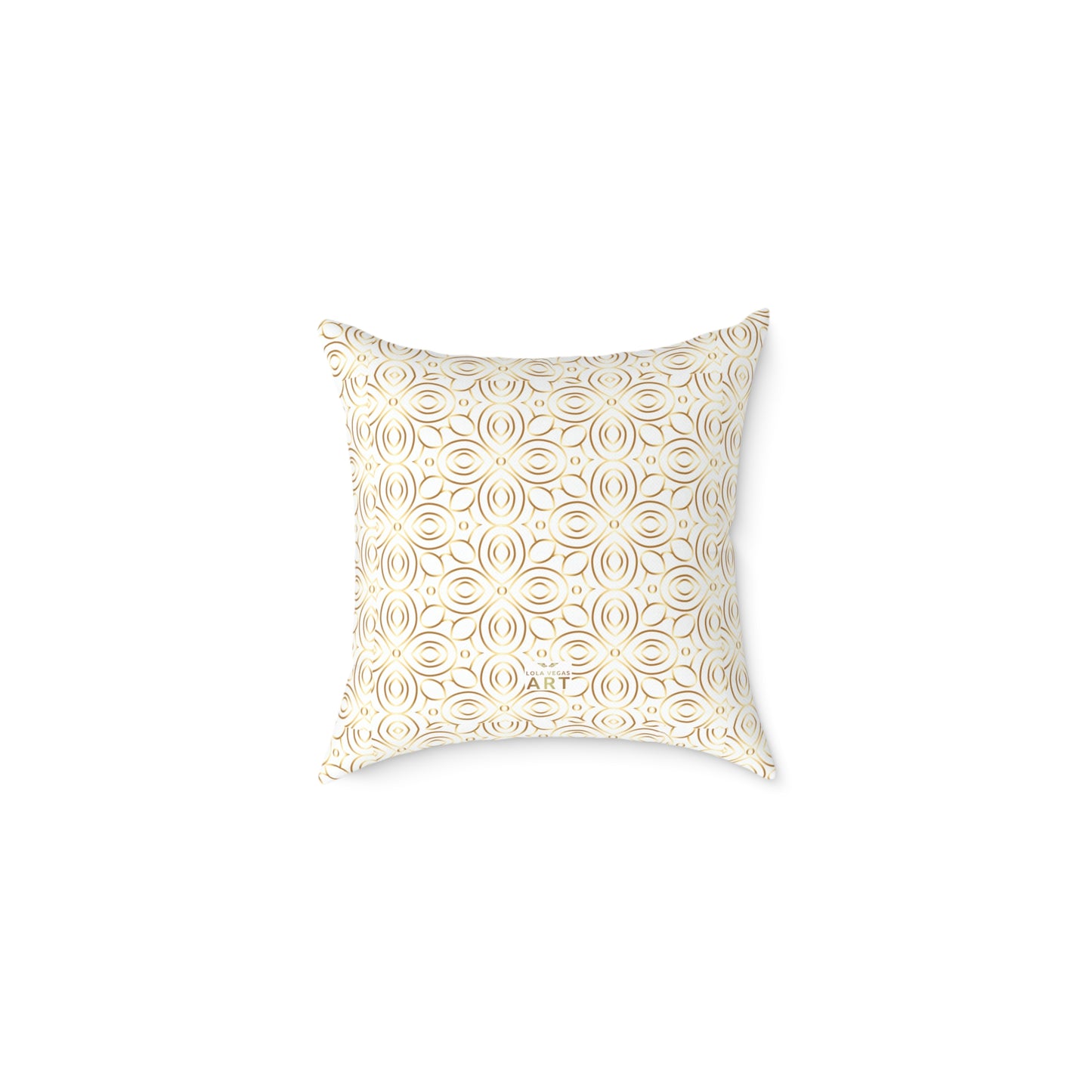 Neutral Floral Medallion Square Poly Canvas Pillow | Beige Boho Pattern