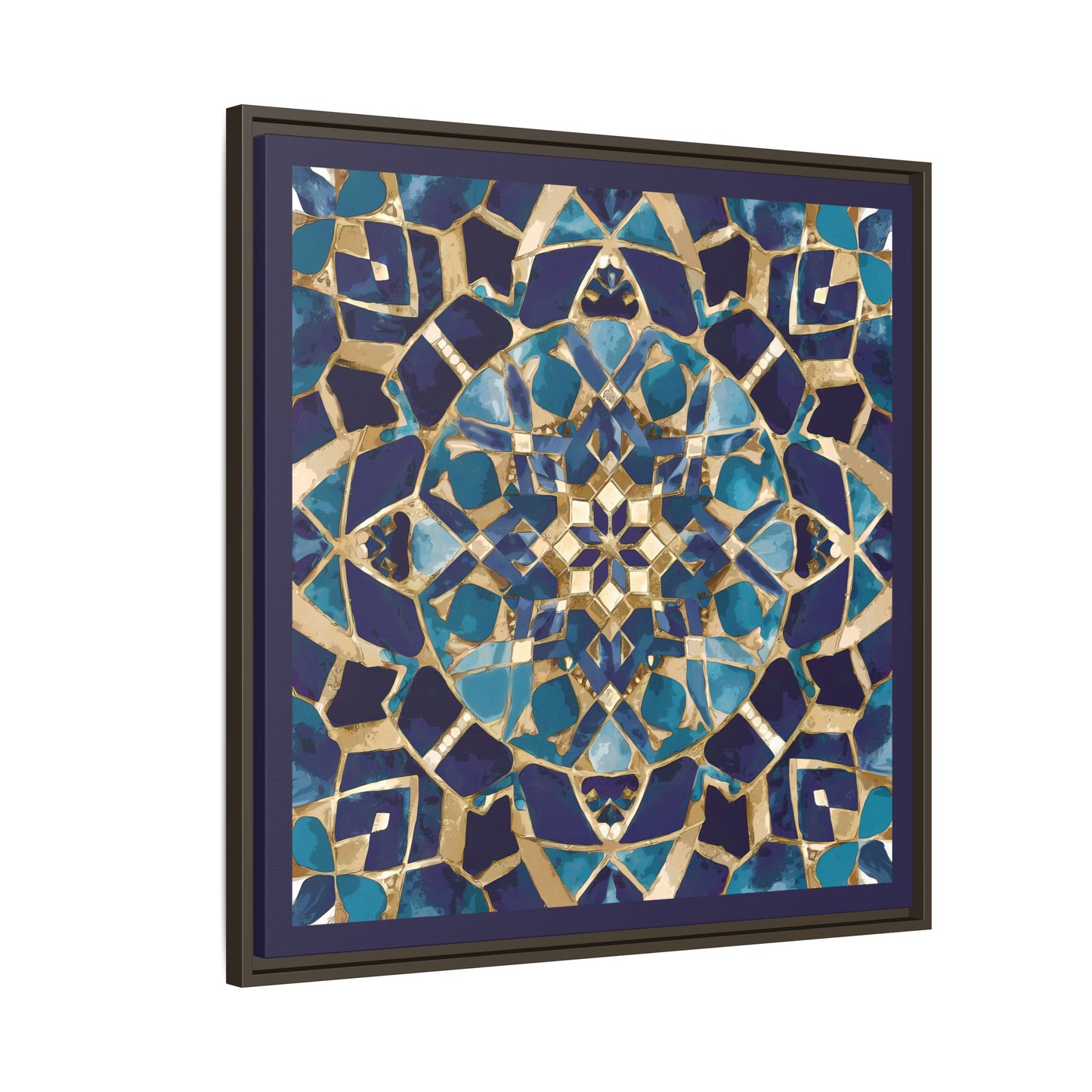 Framed Blue Moroccan Mosaic Wall Art — Matte Canvas Print