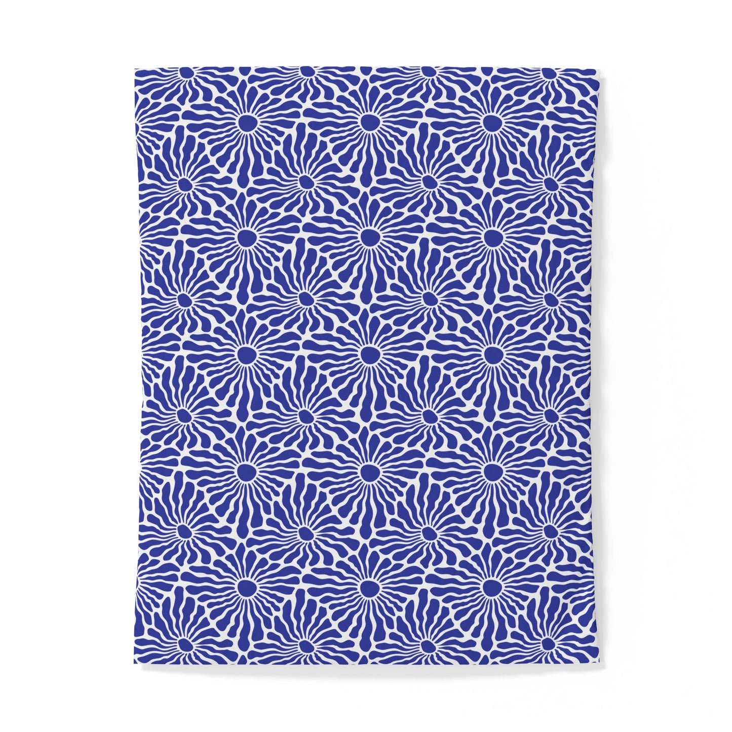 Blue Radiant Floral Cotton Duvet Cover | Geometric Daisy Pattern