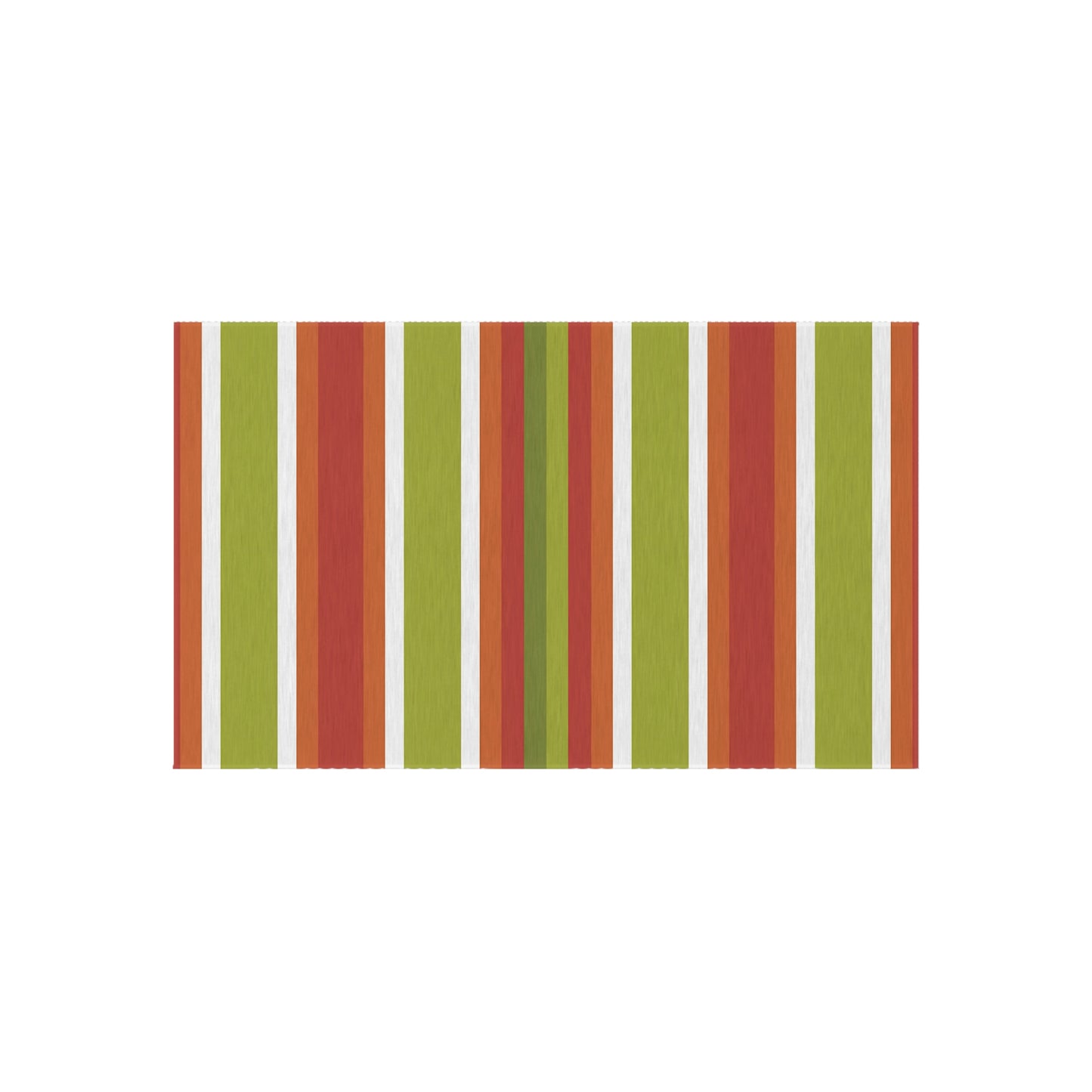 Green Orange White Stripe Outdoor Rug | Patio Door Mat, Weatherproof Porch Runner