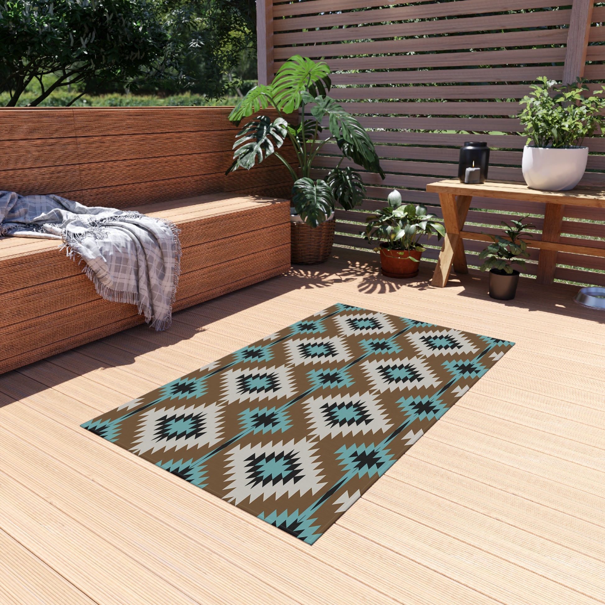 Stylish Outdoor Rug, Bohemian Patio Decor, Indoor/Outdoor Mat, Camping Area Rug, Durable Entryway Carpet, Personalized Outdoor Accent - LOLA VEGAS ART